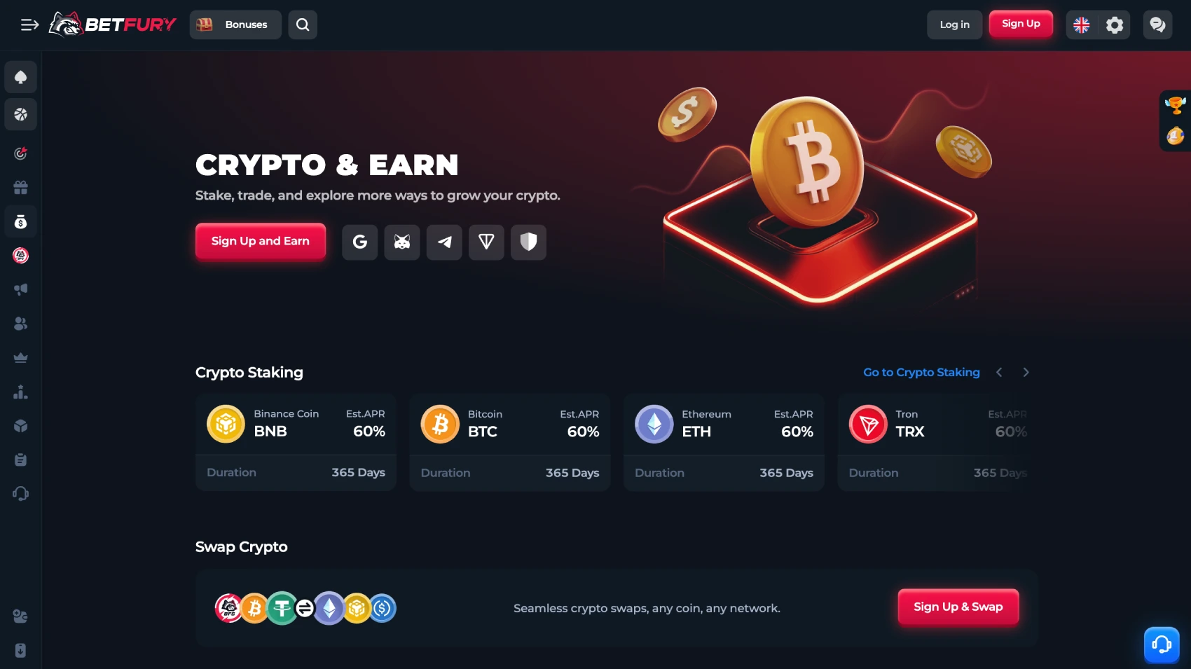 BetFury Crypto and Earn